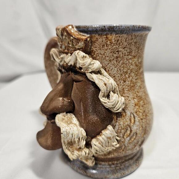 Vtg John Coiner Pottery Patty Graf Initialed Carved Face Mug Unique Quirky - Picture 2 of 8